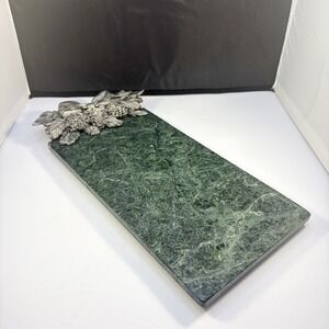 Seagull Pewter Pinecone Bow Marble Serving Platter 1993 13x7 Cheese Board Tray